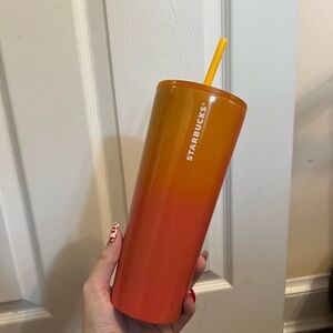 Starbucks Orange Tumbler with Straw